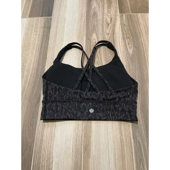 Lululemon Energy Bra Long Line *Medium Support Wild Thing Camo Deep Coal Size 6 - Picture 6 of 8